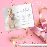 Budget Photo Overlay 1st Birthday Thank You<br><div class="desc">A value for money BUDGET alternative on a smaller size 4.5 x 5.6” semi-gloss 110lbs weight, which is of similar thickness to a postcard (however is not suitable to use as a postcard.). PLEASE NOTE there is ONE per sheet. Budget Modern Photo Overlay 1st Birthday Thank You A set script...</div>