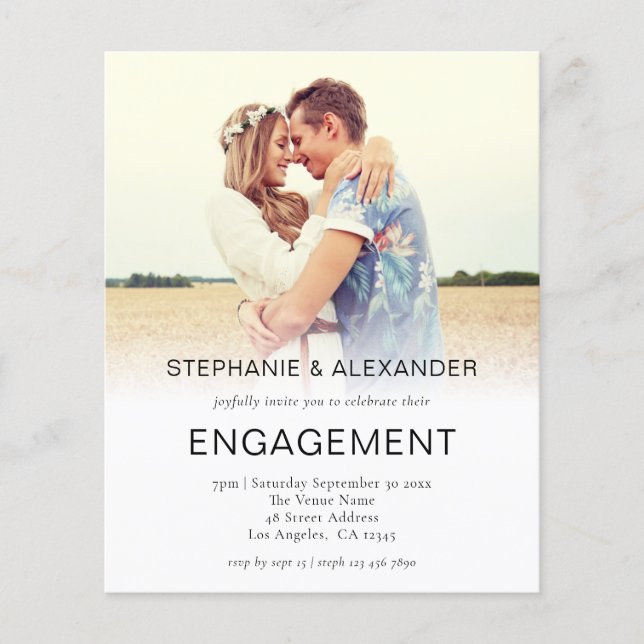 Budget Photo Overlay Engagement Party Invitation (Front)