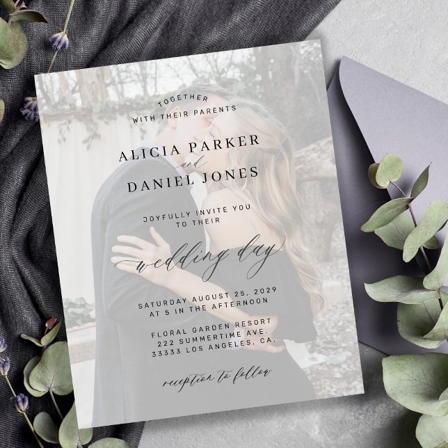 Budget photo overlay modern wedding invitation (Creator Uploaded)