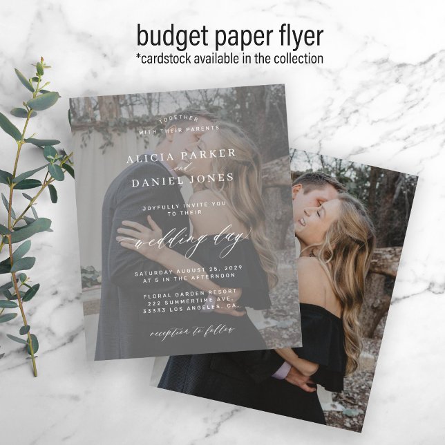 Budget photo overlay modern wedding invitation flyer (Creator Uploaded)