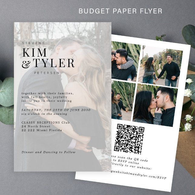 Budget photo overlay QR RSVP wedding Invitation Flyer (Creator Uploaded)