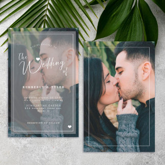 Budget photo overlay simple wedding invitation