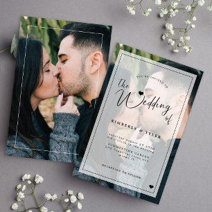 Budget photo overlay simple wedding invitation