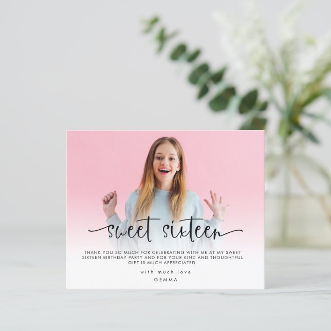 Budget Photo Overlay Sweet Sixteen Thank You (Standing Front)