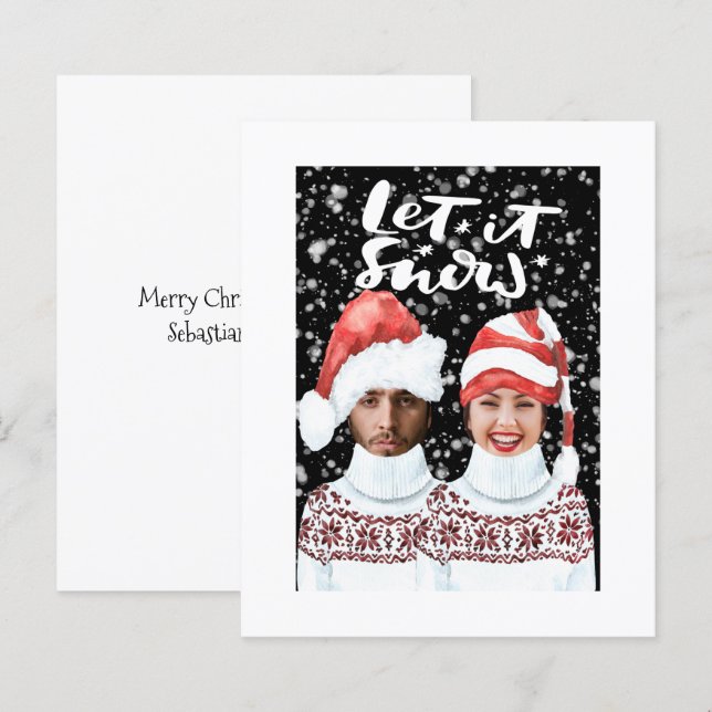 BUDGET Photo Personalised Christmas Let It Snow (Front/Back)