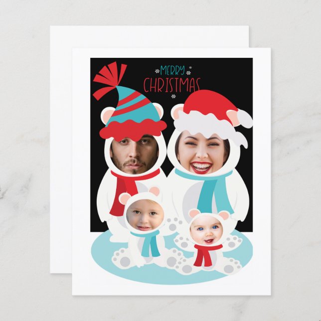 BUDGET Photo Personalised Christmas Polar Bears (Front/Back)