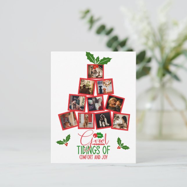 Budget Photo Personalised Red Christmas Postcard (Standing Front)