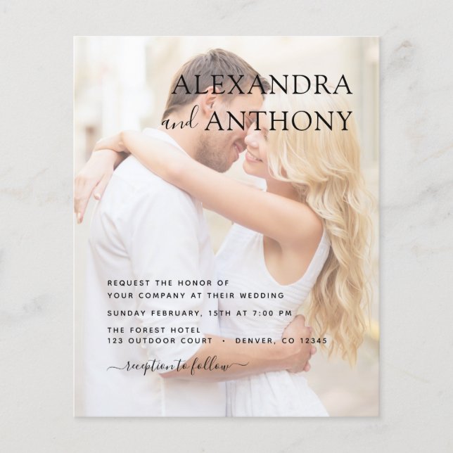 Budget Photo Picture Wedding Romantic Elegant (Front)