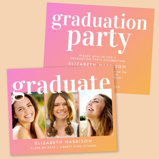 Budget Photo Pink Graduation Party Invitation (Creator Uploaded)