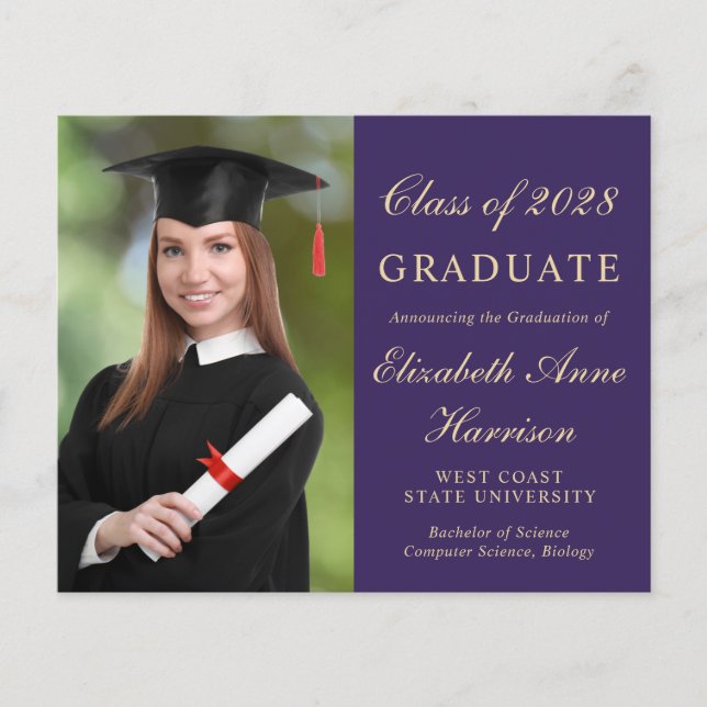 Budget Photo Purple Graduation Party Invitation (Front)