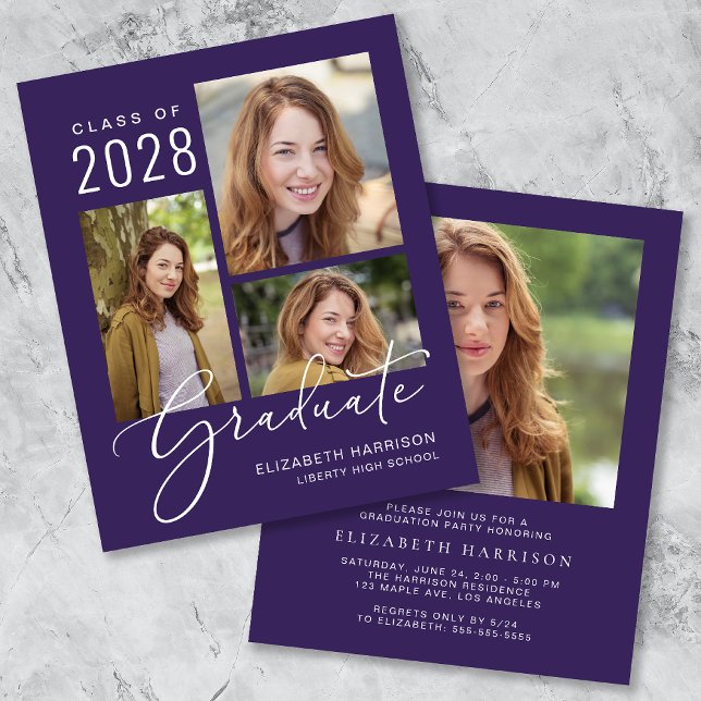 Budget Photo Purple Graduation Party Invitation (Creator Uploaded)