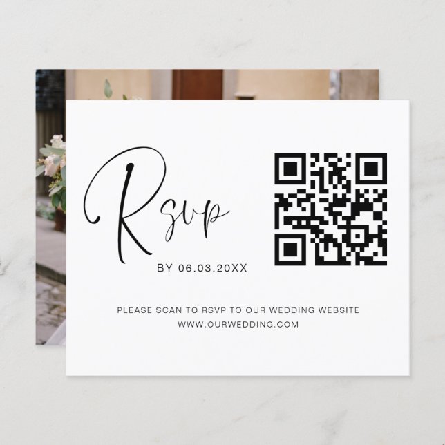 Budget Photo QR Code RSVP Wedding Website (Front/Back)