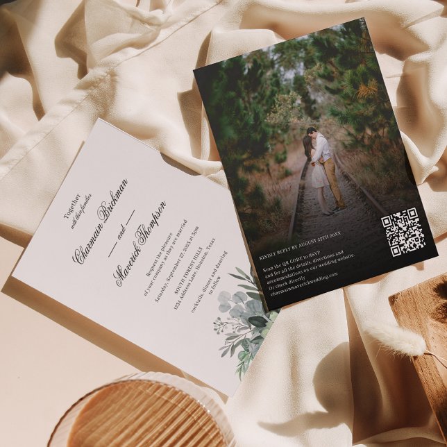 Budget Photo QR Code Wedding Invitation Flyer (Creator Uploaded)