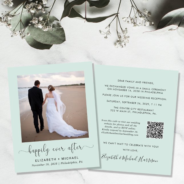 Budget Photo QR Code Wedding Reception Invitation (Creator Uploaded)