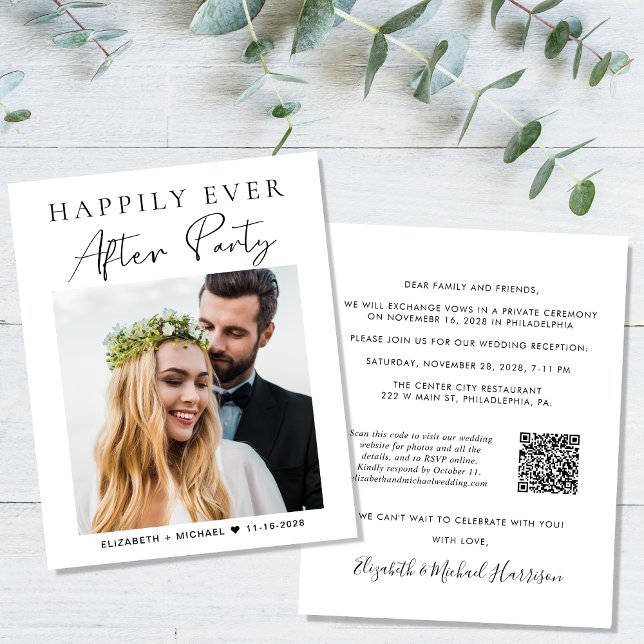 Budget Photo QR Code Wedding Reception Invitation (Creator Uploaded)