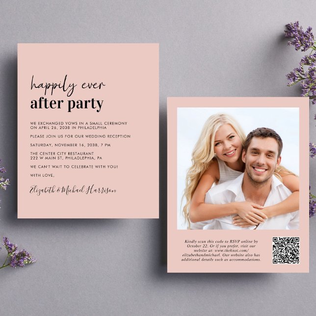 Budget Photo QR Code Wedding Reception Invitation (Creator Uploaded)