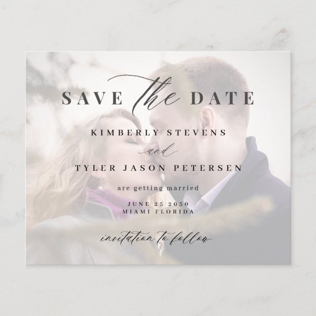 Budget photo QR CODE wedding save the date Flyer (Front)