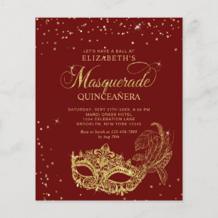 BUDGET Photo Red Gold Masquerade Quinceañera