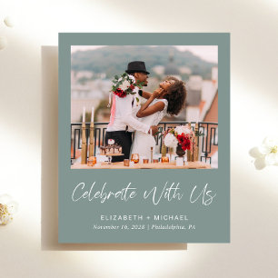 Budget Photo Sage Green Wedding Reception Invite