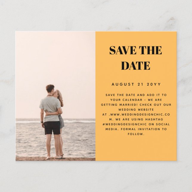 BUDGET Photo Save Date Minimalist Simple Plain (Front)