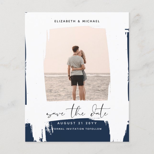 BUDGET Photo Save Date Minimalist Simple Plain Flyer (Front)