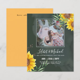 BUDGET Photo Save Date or Wedding Rustic Sunflower