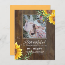 BUDGET Photo Save Date or Wedding Rustic Sunflower