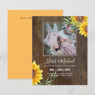 BUDGET Photo Save Date or Wedding Rustic Sunflower