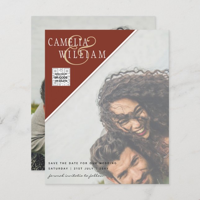 BUDGET PHOTO SAVE DATE QR CODE RSVP Cinnamon (Front/Back)