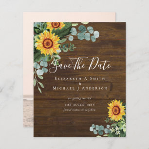 BUDGET Photo Save Date Rustic SUNFLOWERS Greenery