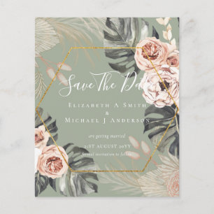BUDGET Photo Save Dates PAMPAS Coral Tropical Flyer
