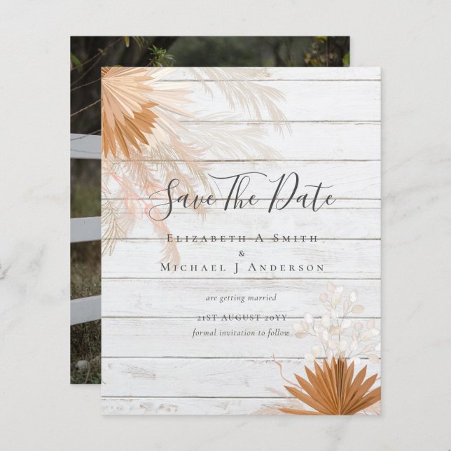 BUDGET Photo Save Dates PAMPAS Grass Terracotta (Front/Back)