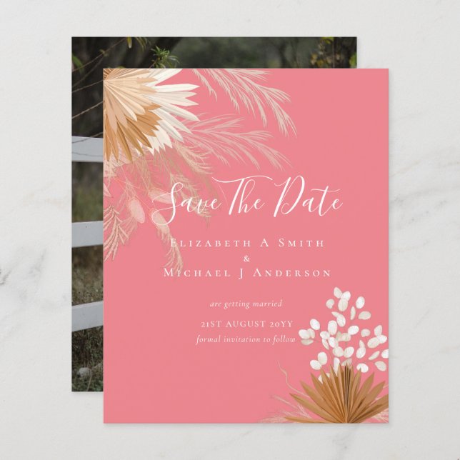 BUDGET Photo Save Dates PAMPAS Grass Terracotta (Front/Back)