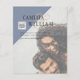 BUDGET Photo Save the Date BLUE QR Code RSVP Flyer
