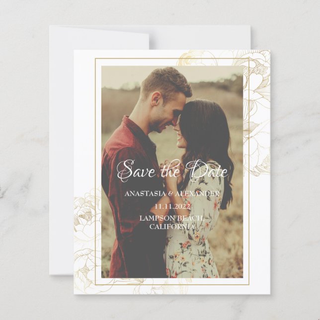 Budget PHOTO SAVE THE DATE invitation. (Front)