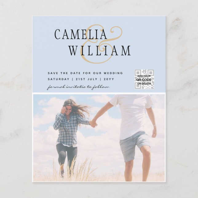 BUDGET PHOTO SAVE THE DATE QR SCANNING CODE RSVP FLYER (Front)
