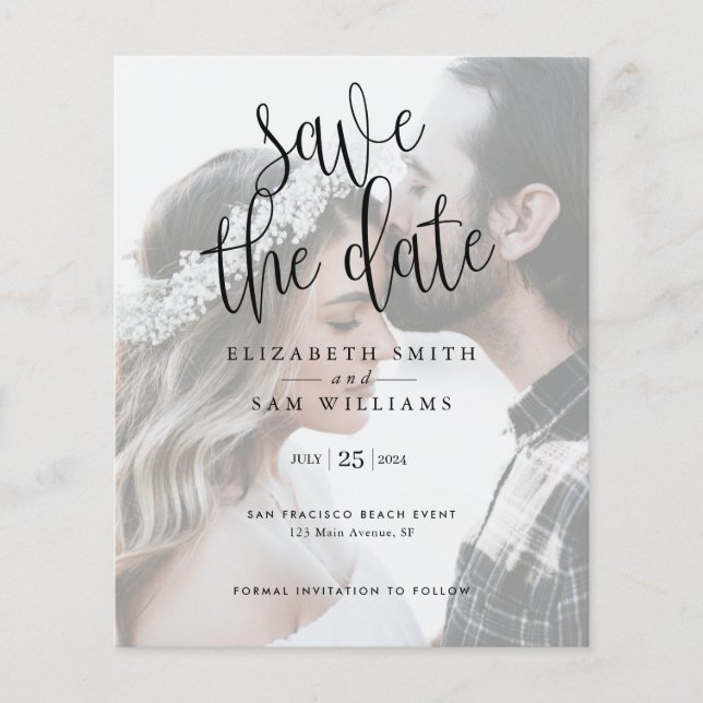 Budget Photo Save the Date Simple Elegant Flyer (Front)
