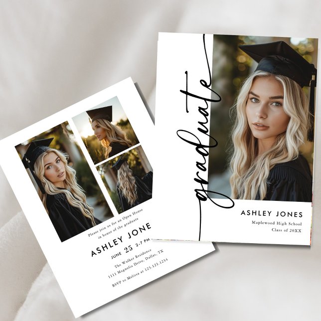 Budget Photo Script Graduation Party Invitation Flyer (Creator Uploaded)