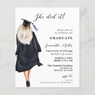 Budget Photo She Did It Graduation Invitation