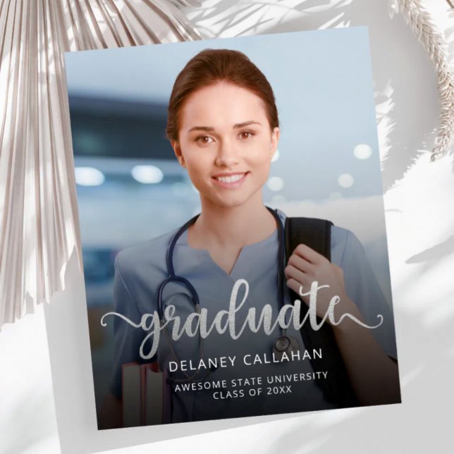 Budget Photo Silver Script Grad Announcement (Creator Uploaded)