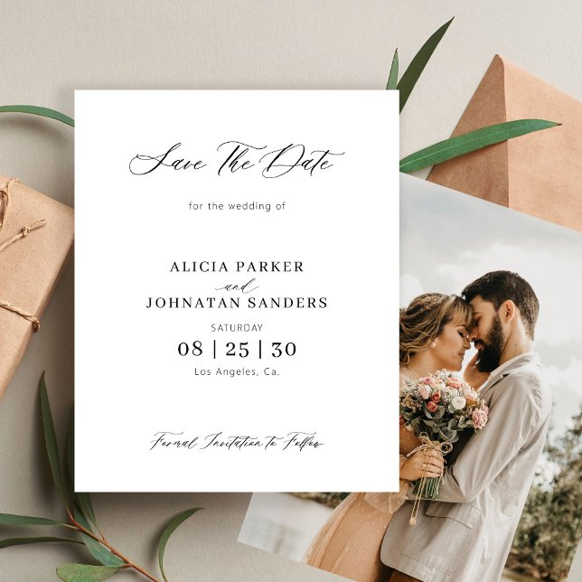 Budget photo simple elegant wedding save the date (Creator Uploaded)