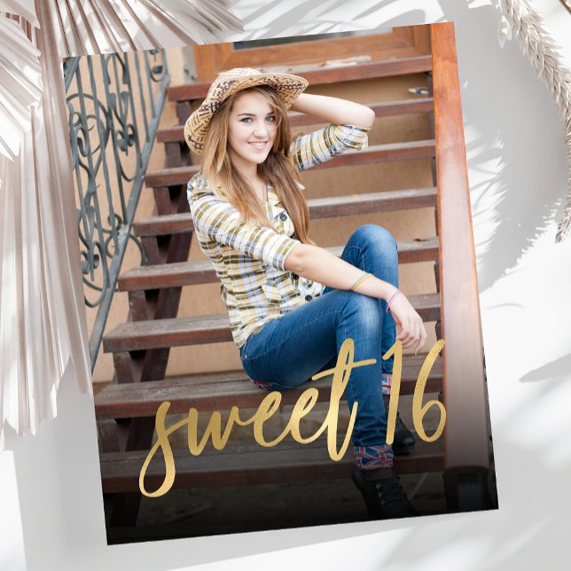 Budget Photo Sweet 16 Birthday Party Invitation (Creator Uploaded)