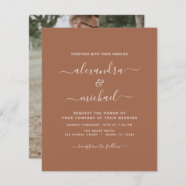 Budget Photo Terra Cotta Boho Wedding Simple (Front/Back)