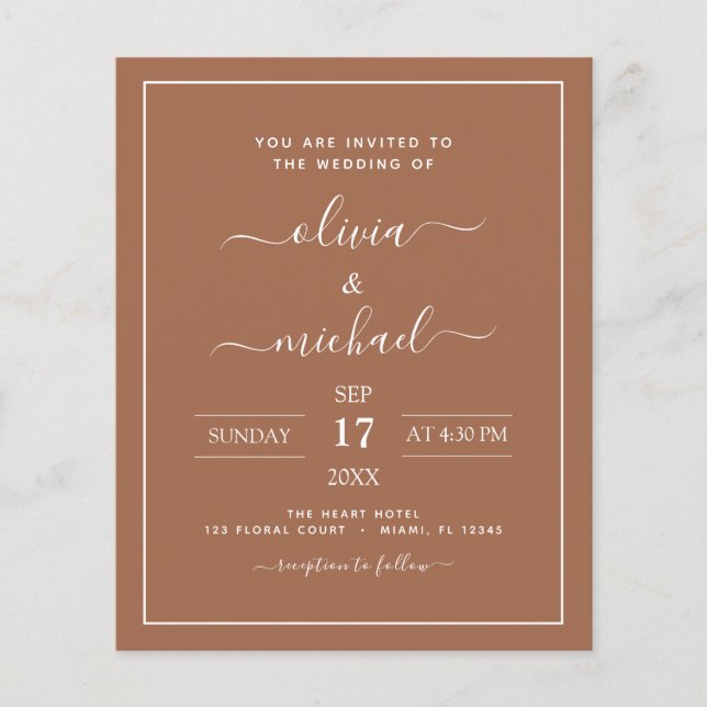 Budget Photo Terra Cotta Boho Wedding Simple Flyer (Front)