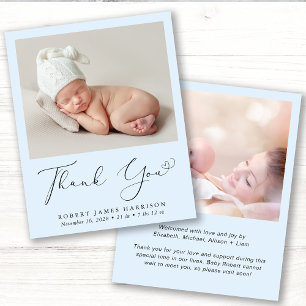 Budget Photo Thank You Blue Boy Birth Announcement