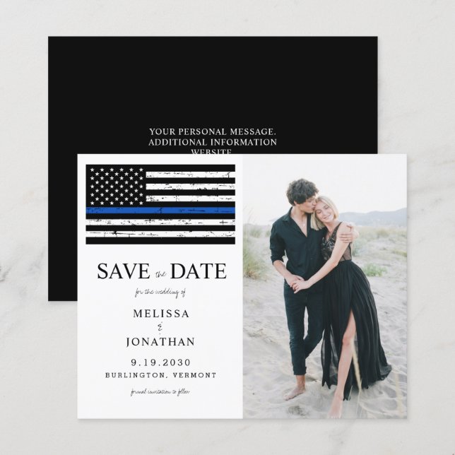 Budget Photo Thin Blue Line Police Wedding (Front/Back)