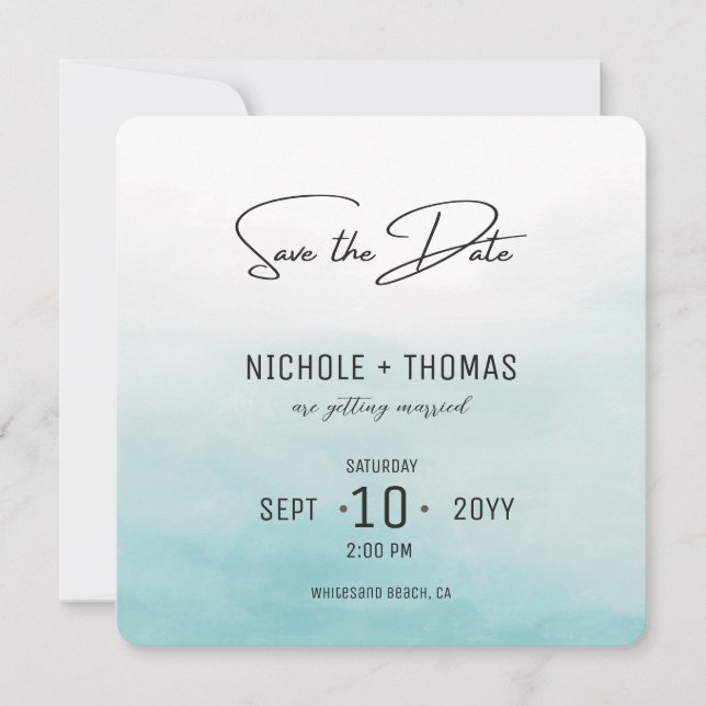 Budget Photo Watercolor Elegant Blush Wedding  Save The Date (Front)