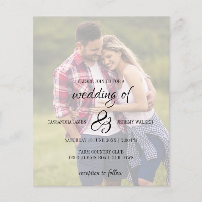 Budget photo wedding invitation (Front)