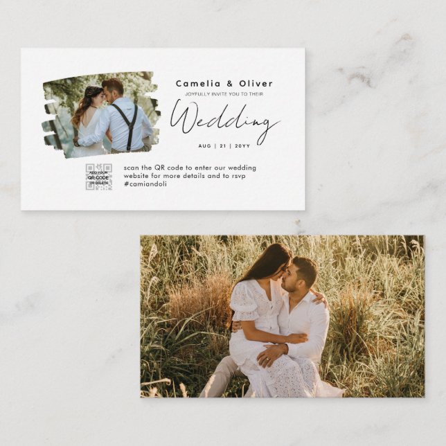 Budget Photo Wedding Invitation Classic White (Front/Back)