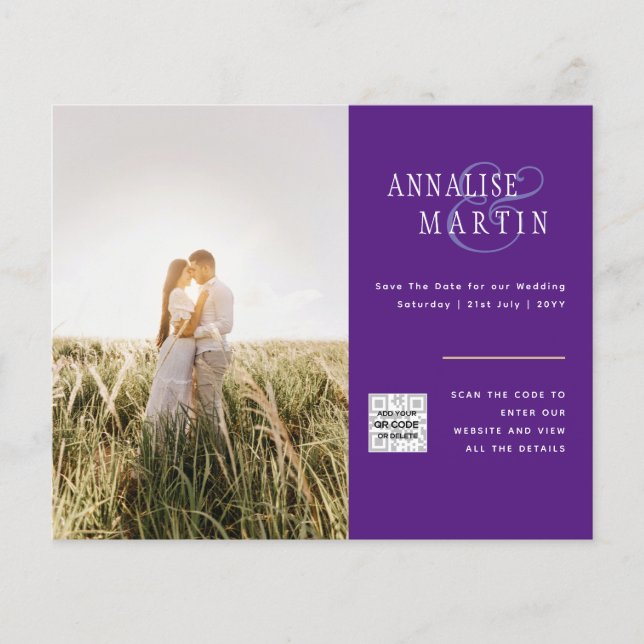 BUDGET PHOTO WEDDING INVITATION Purple Berry Flyer (Front)
